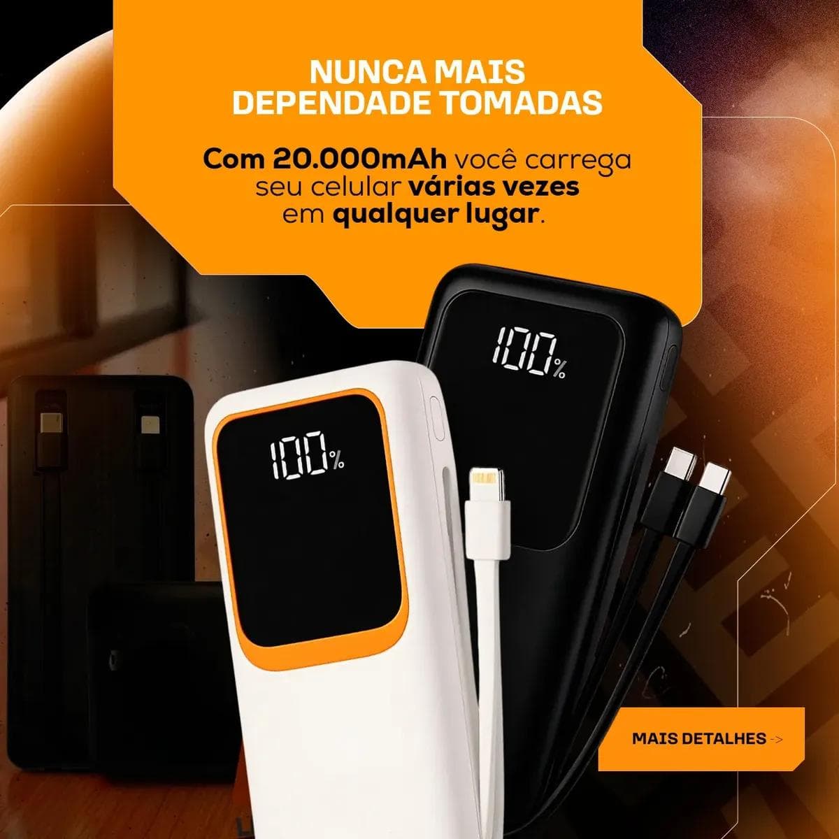 Power Bank 20.000mah Carregador Portátil Maxnova Carga Rápida Premium Com Display Compatível Com Todos Os Celulares Turbo - view 2